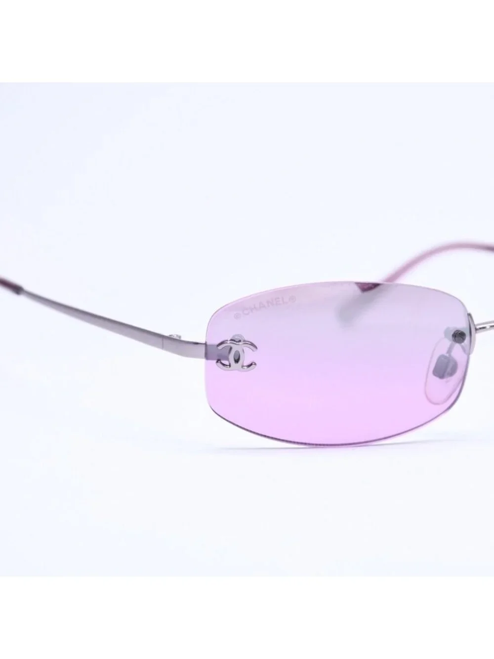 Chanel Rimless Sunglasses Eyewear CC Logo Purple